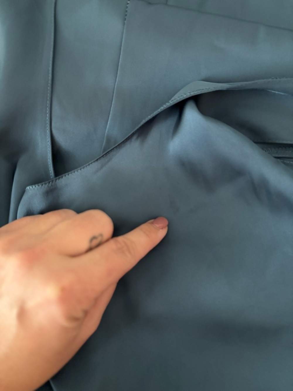 Zara Satin Slip Dress in Slate Blue - Picture 5 of 7